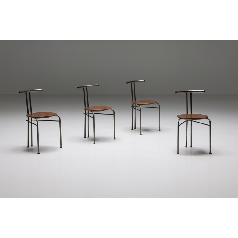 Set of 4 industrial dining chairs, France 1960s