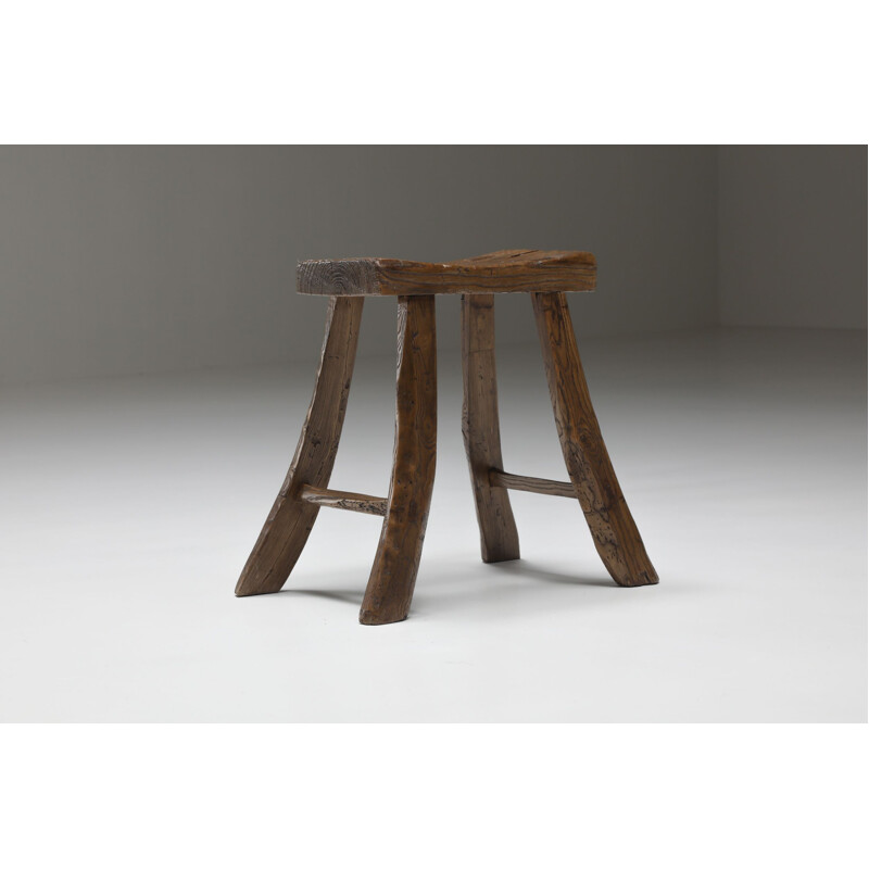 Wabi-Sabi vintage rustic stool, 1920s