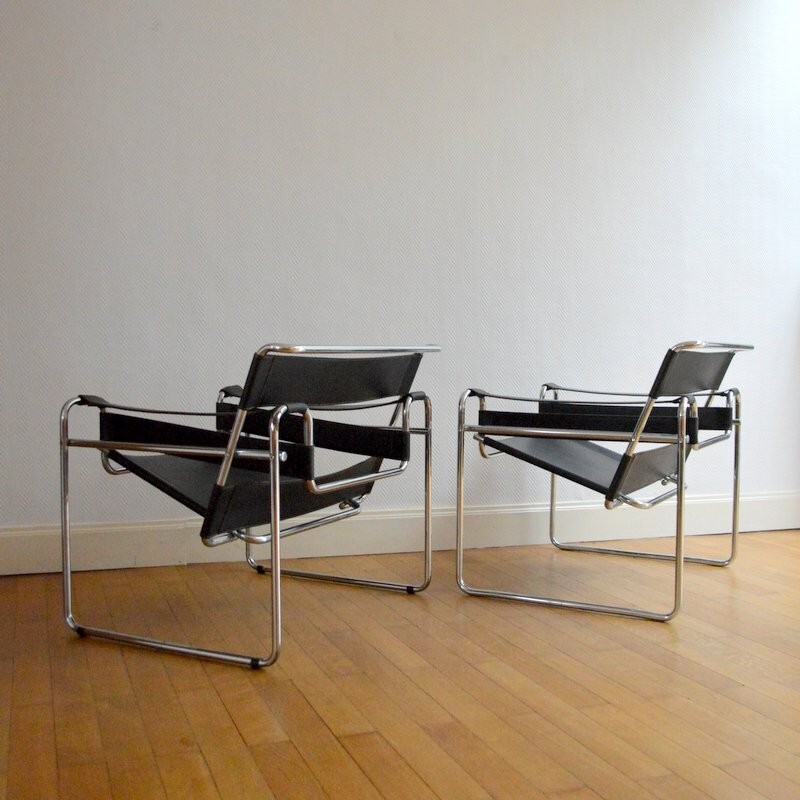 Pair of armchairs "Wassily", Marcel BREUER - 1980s