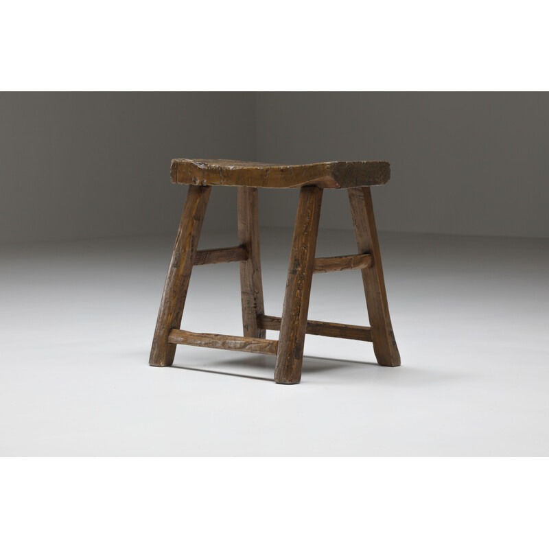 Wabi-Sabi vintage rustic stool, 1920s