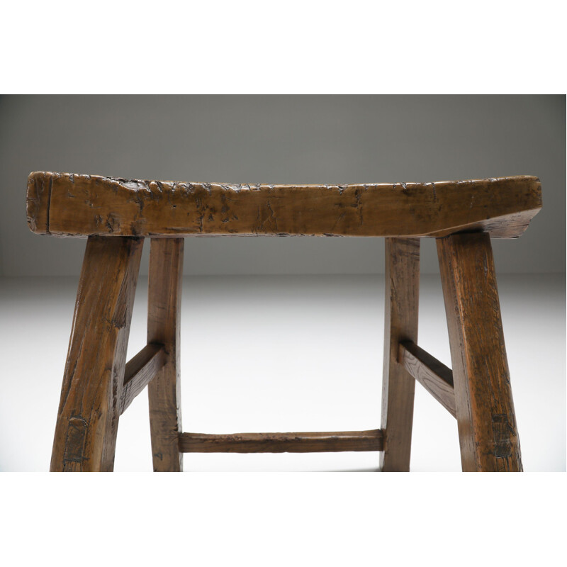 Wabi-Sabi vintage rustic stool, 1920s