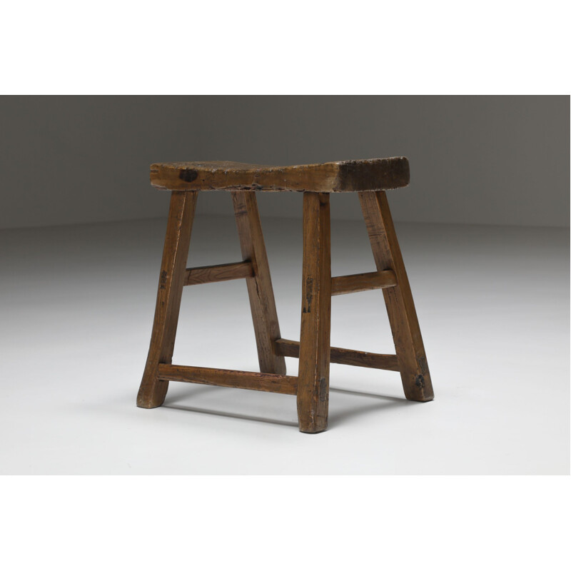 Wabi-Sabi vintage rustic stool, 1920s