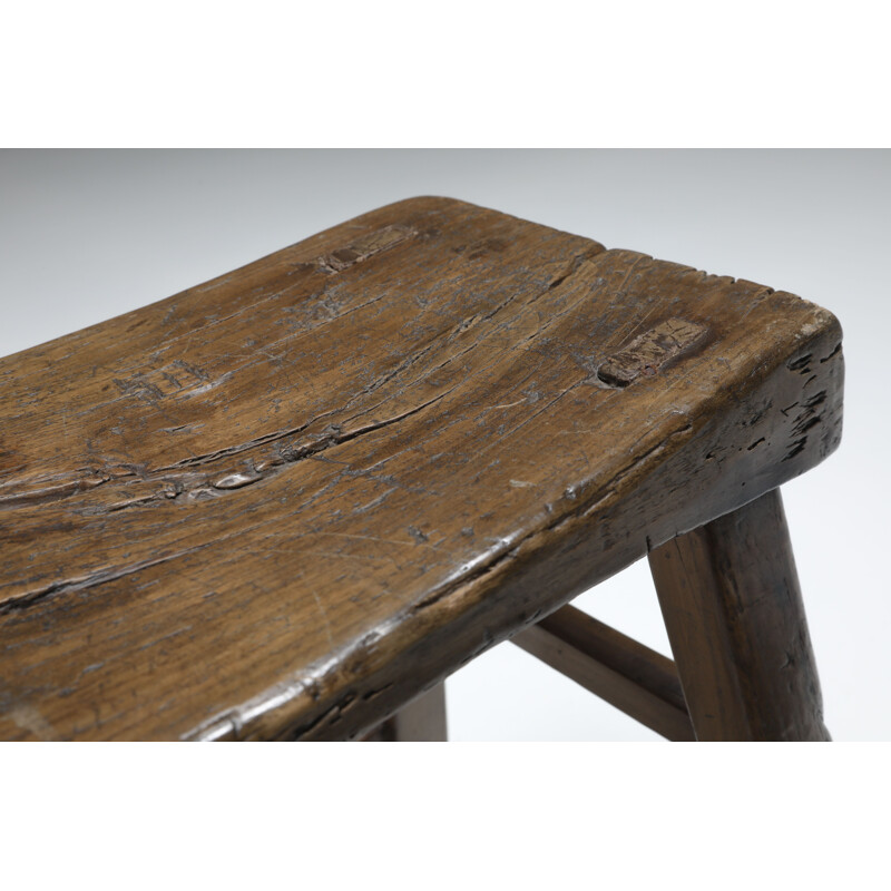 Wabi-Sabi vintage rustic stool, 1920s