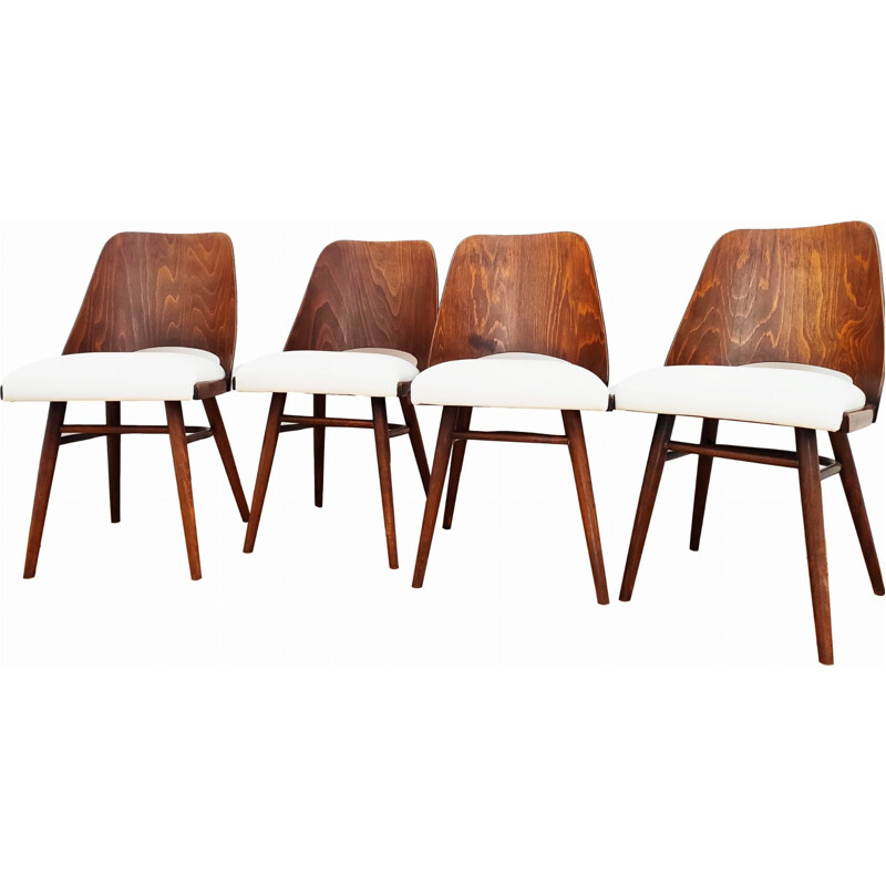 Ensemble de 4 chaises vintage par Ton pour Holesov, Tchécoslovaquie 1960