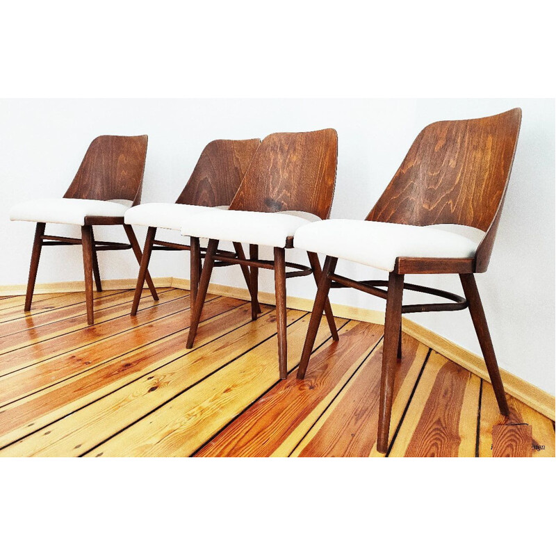 Set of 4 vintage chairs by Ton for Holesov, Czechoslovakia 1960s
