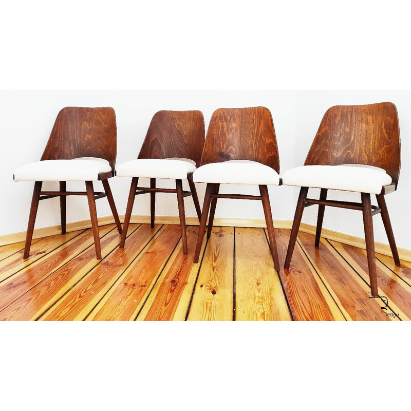 Conjunto de 4 cadeiras vintage por Ton para Holesov, Checoslováquia 1960