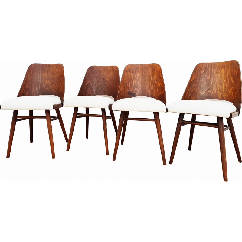 Conjunto de 4 cadeiras vintage por Ton para Holesov, Checoslováquia 1960