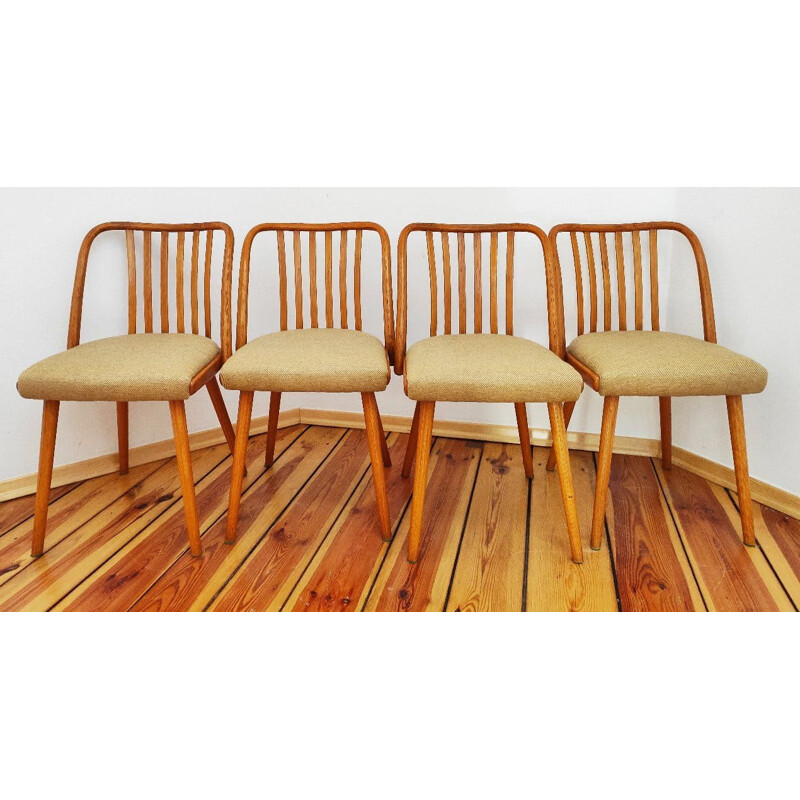 Ensemble de 4 chaises vintage par A. Suman, Tchécoslovaquie 1960