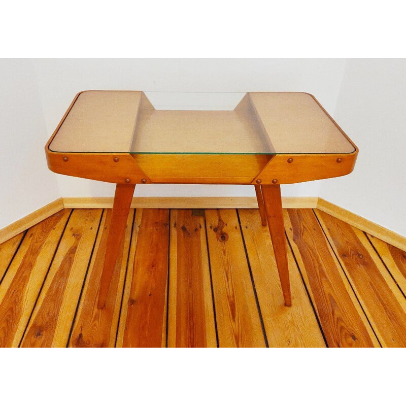 Mesa de centro vintage en madera de haya de Frantisek Jirak para Jitona, Checoslovaquia 1950