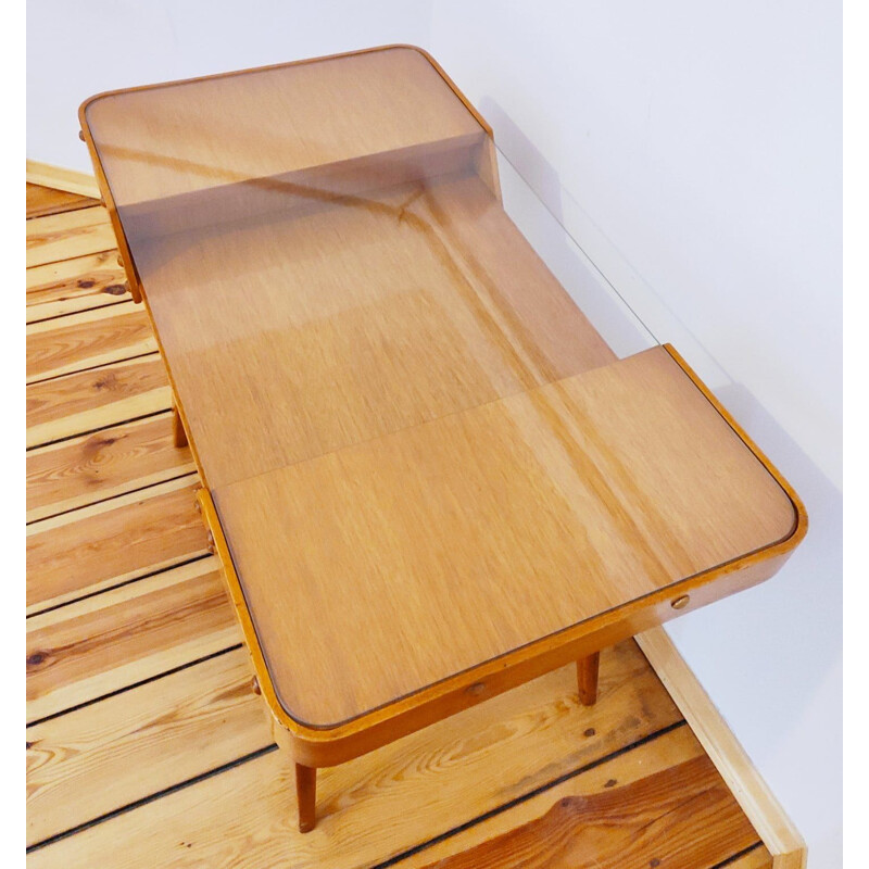 Mesa de centro vintage en madera de haya de Frantisek Jirak para Jitona, Checoslovaquia 1950