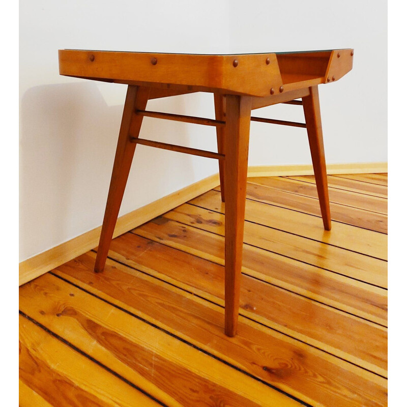 Table basse vintage en bois de hêtre par Frantisek Jirak pour Jitona, Tchécoslovaquie 1950
