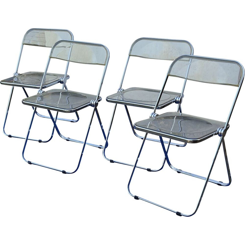 Set of 4 vintage folding chairs by Giancarlo Piretti for Castelli
