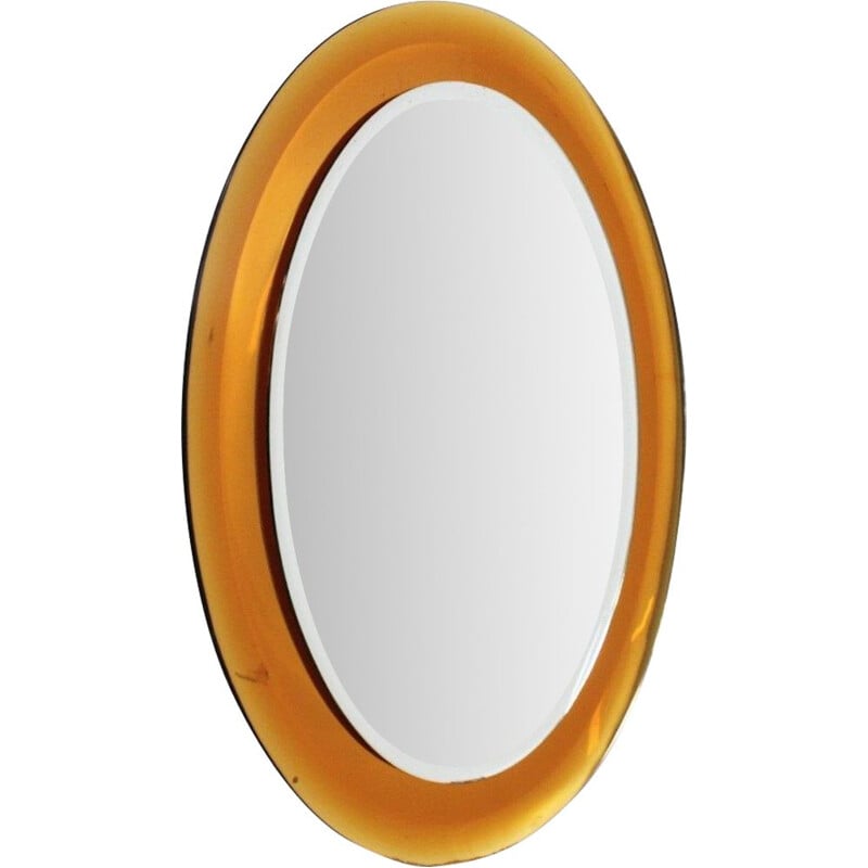 Vintage italian oval mirror by Metalvetro, 1970s