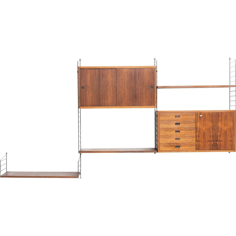 Vintage String rosewood wall system by Nisse Strinning, Sweden 1950s