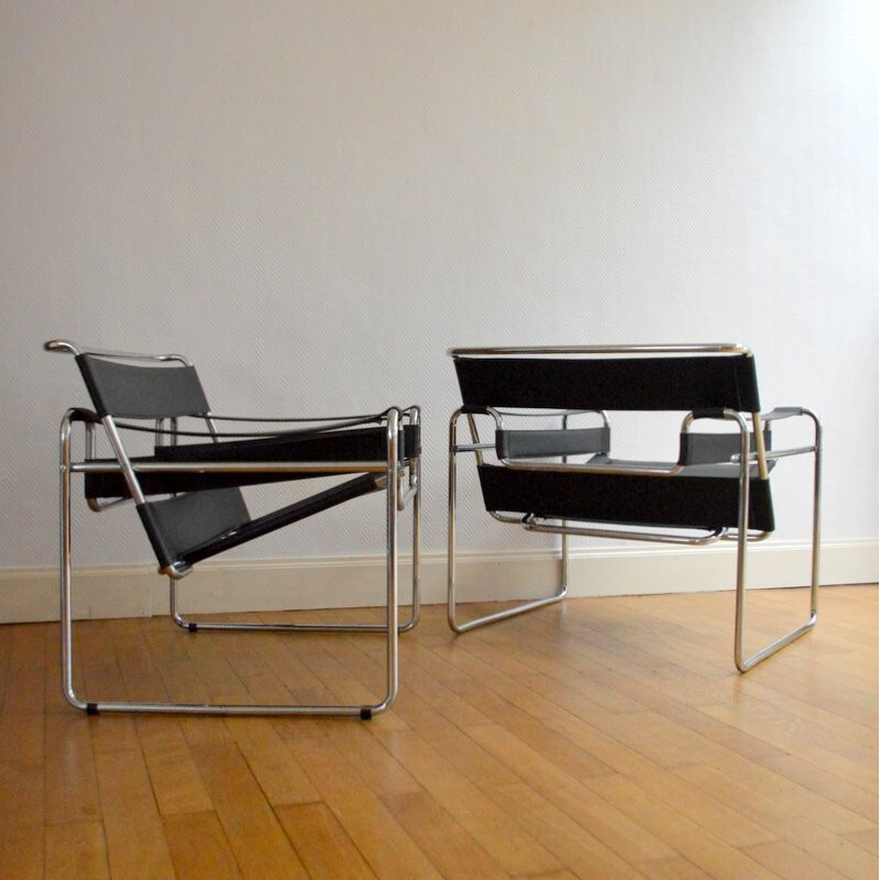 Pair of armchairs "Wassily", Marcel BREUER - 1980s