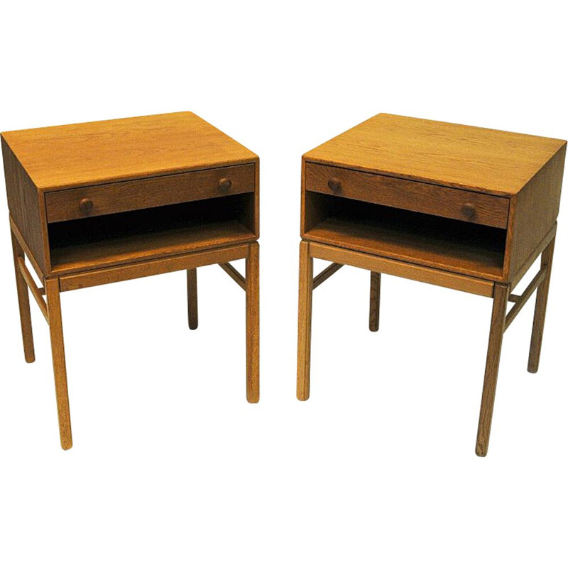 Pair of vintage Swedish oakwood night stands Casino by Engström & Myrstrand for Tingströms, 1960s