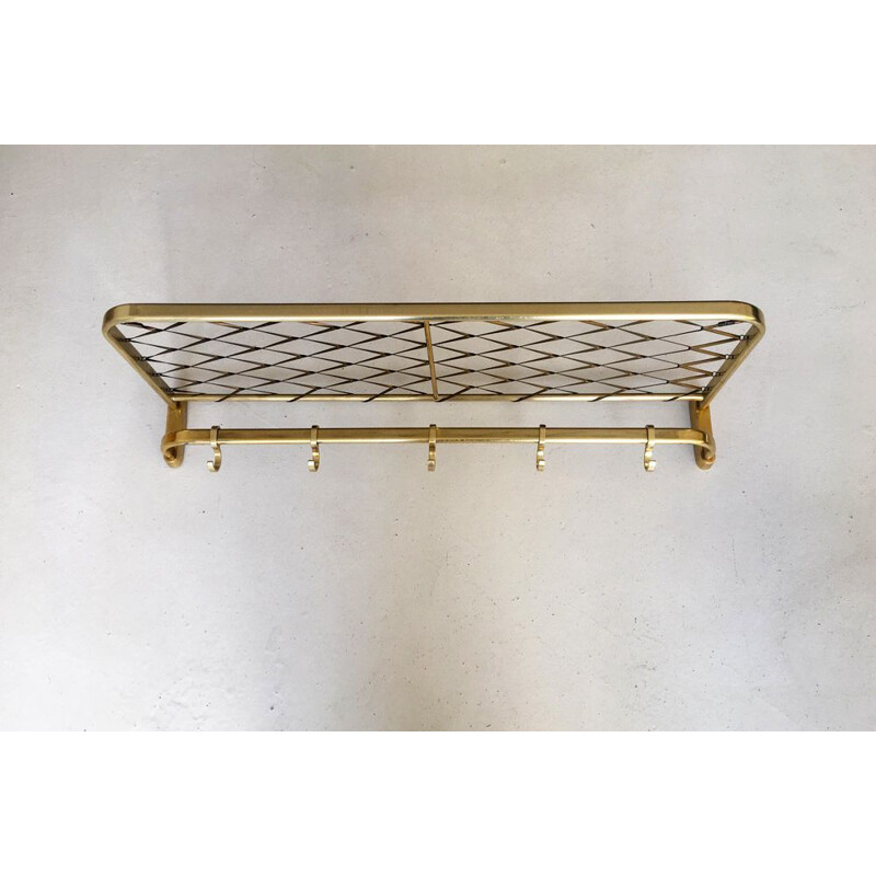 Vintage coat rack with hat top shelf, 1950s