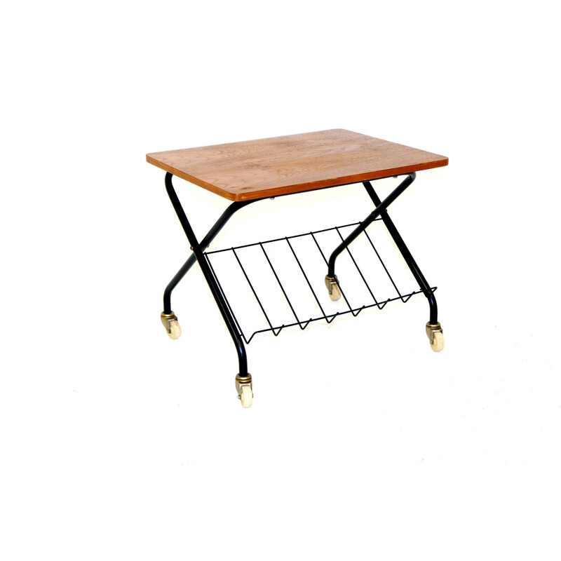 Vintage teak and metal side table