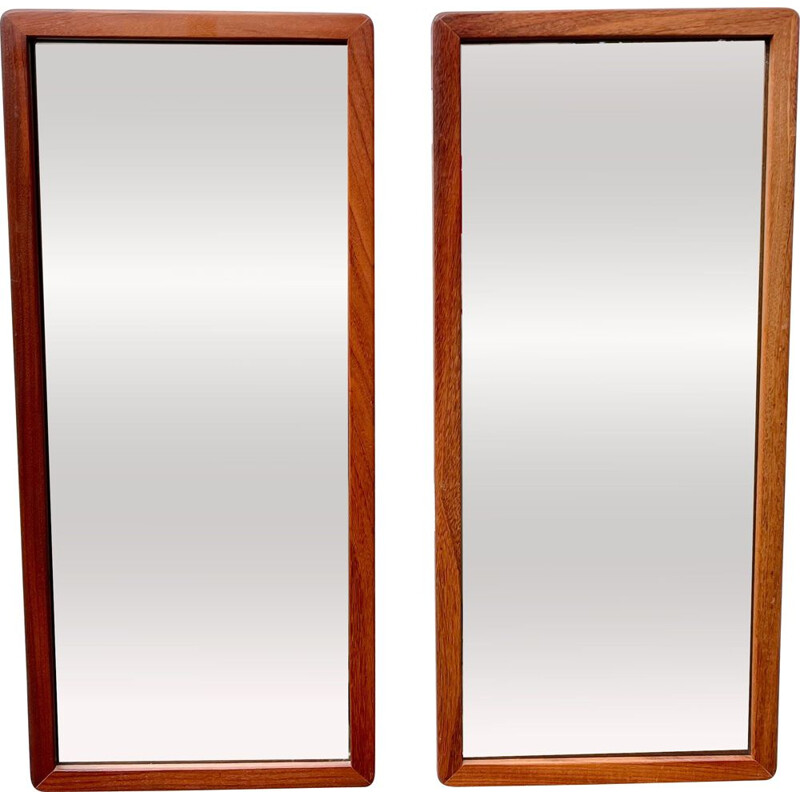 Pair of vintage teak wall mirrors, 1960-1970s