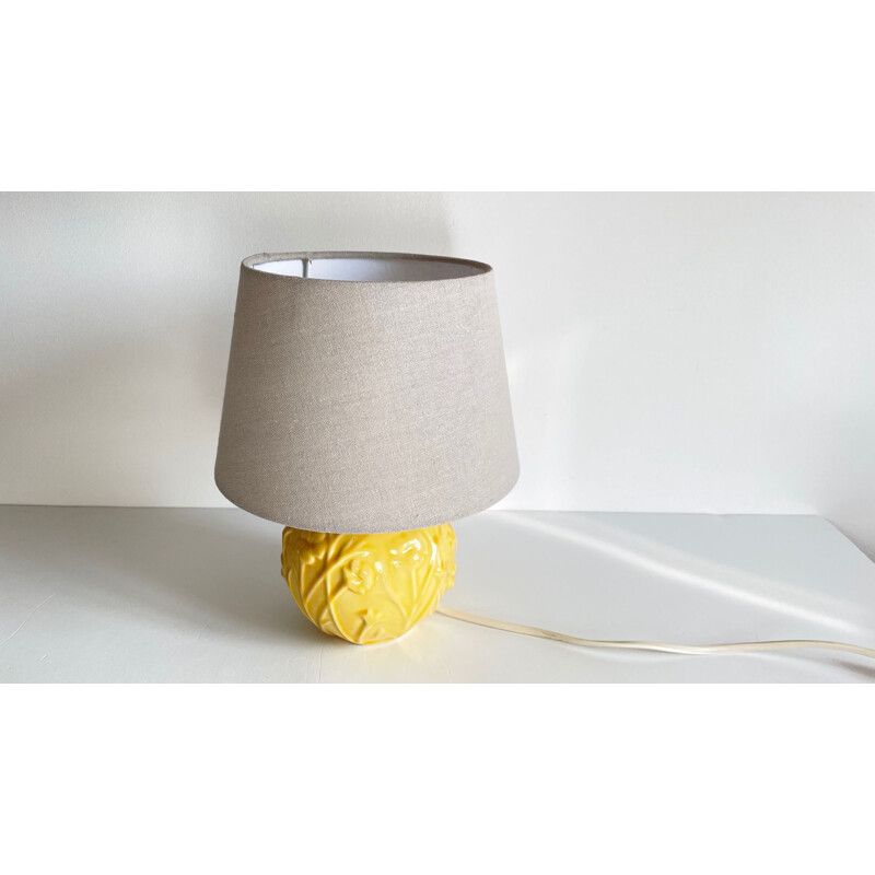 Vintage yellow ceramic lamp, 1980-1990