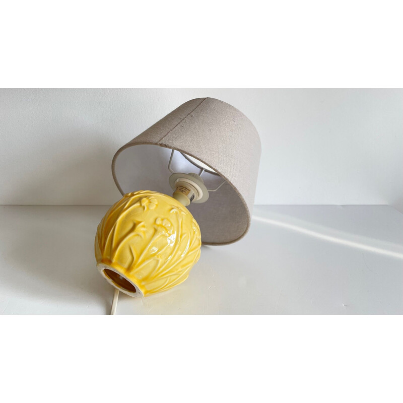 Lampe vintage en céramique jaune, 1980-1990