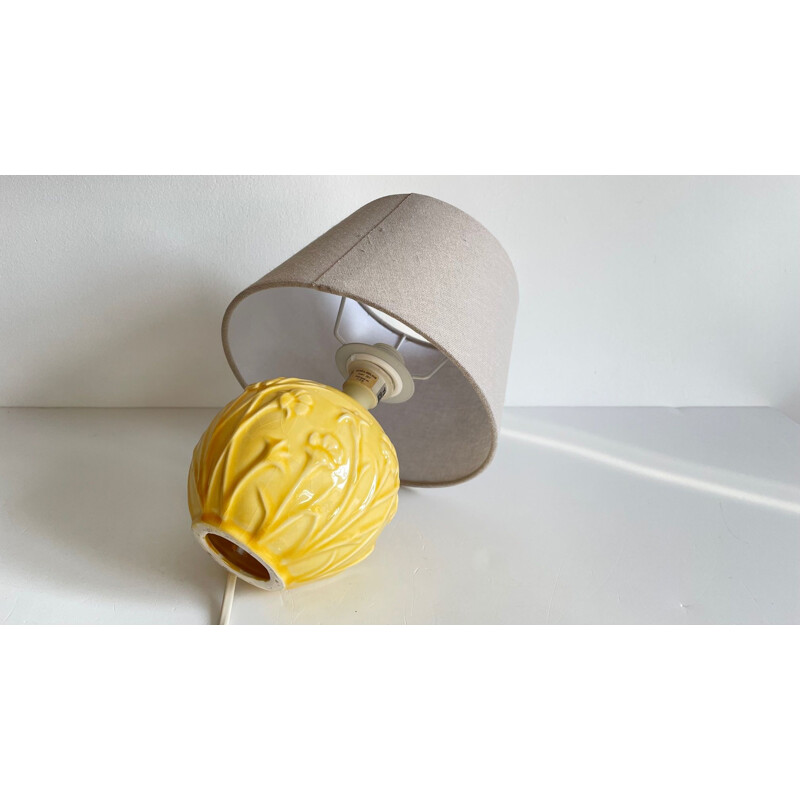 Vintage yellow ceramic lamp, 1980-1990