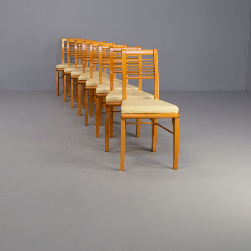 Ensemble de 8 chaises vintage "eubea" par Massimo Scolari pour Giorgetti, 1990