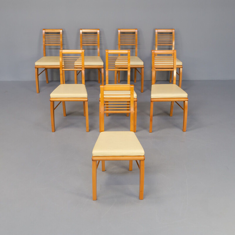 Set of 8 vintage "eubea" dining chair by Massimo Scolari for Giorgetti, 1990s