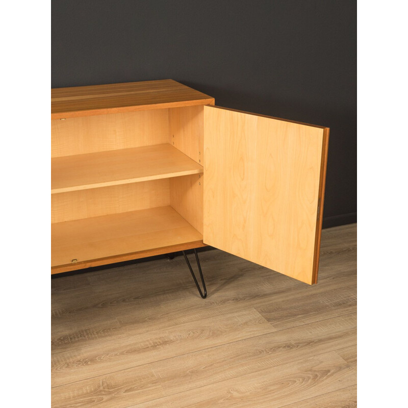 Vintage teak cabinet with black and white doors, Germany 1950