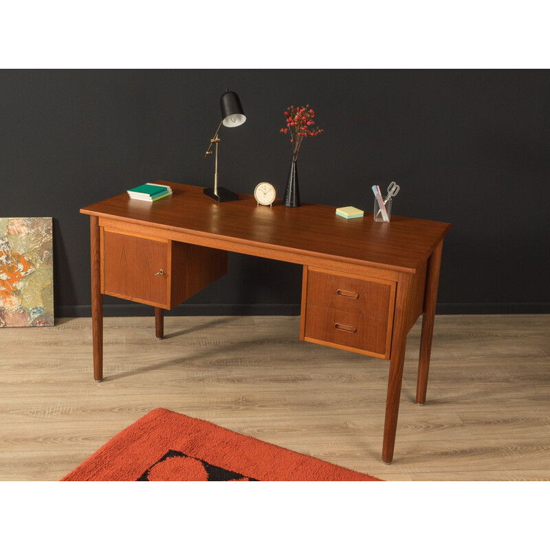 Vintage teak desk with two drawers, Denmark 1960s