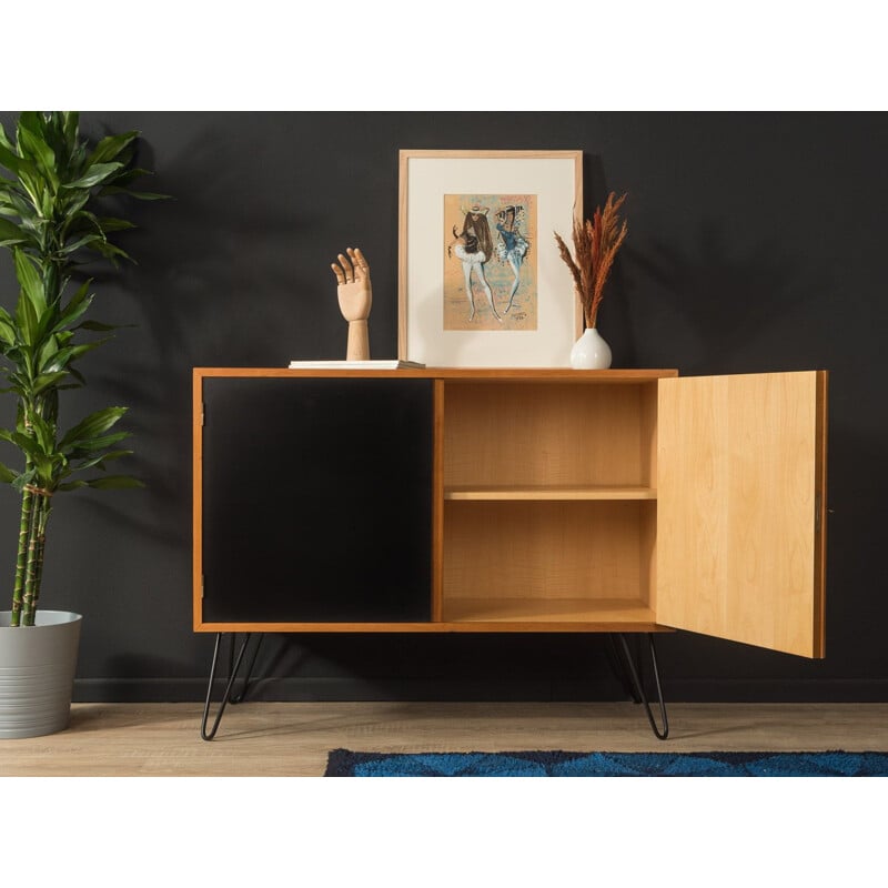 Vintage cabinet with two doors in black and white, Germany 1950s