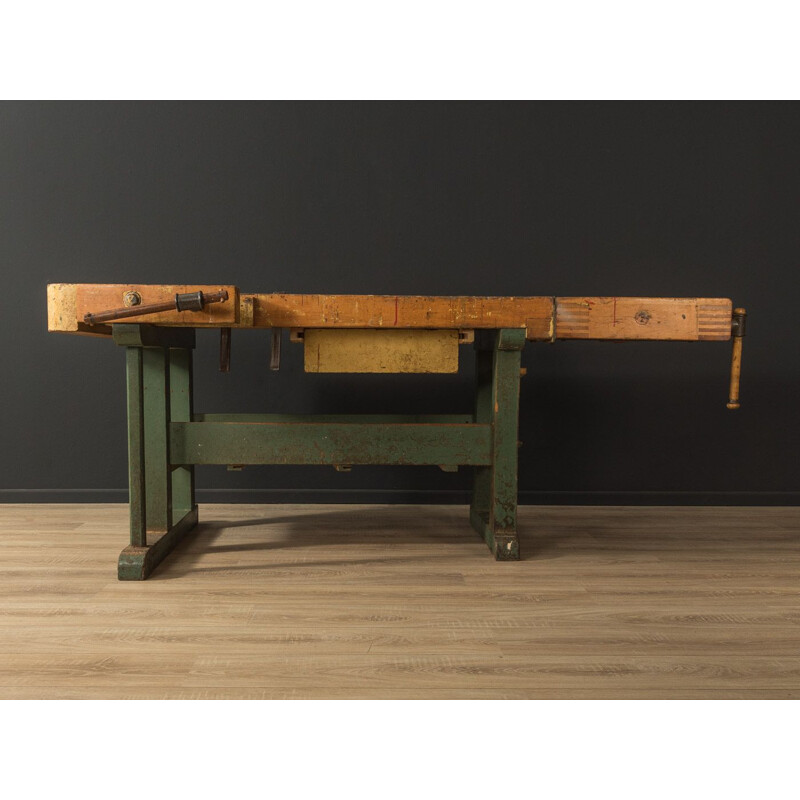 Vintage solid wood workbench, Germany 1950s