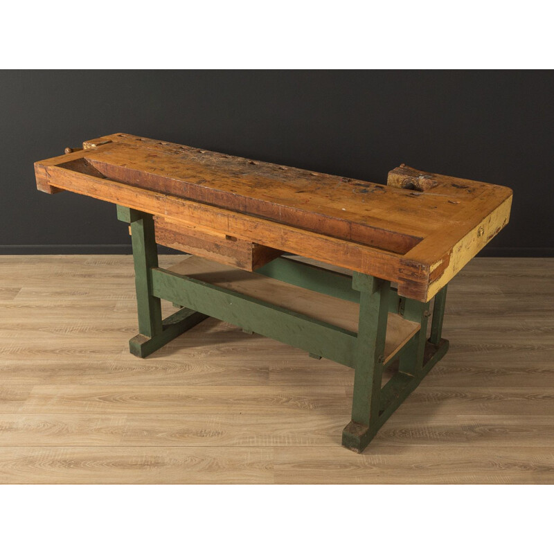 Vintage solid wood workbench, Germany 1950s