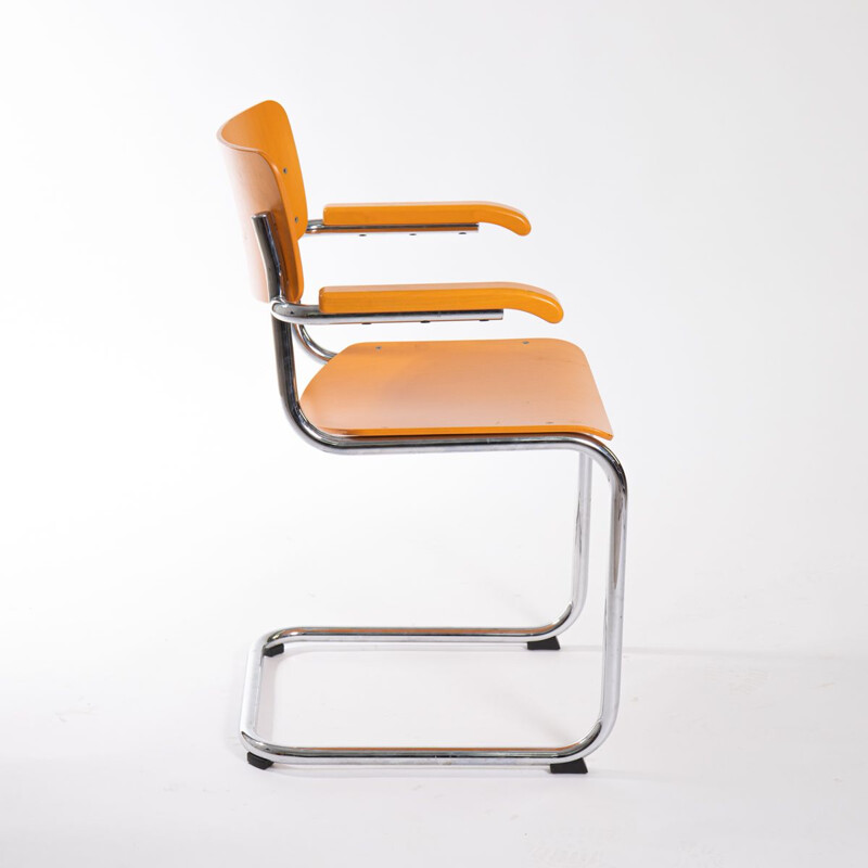 Ensemble de 4 chaises vintage Thonet S 43 en hêtre, 1980