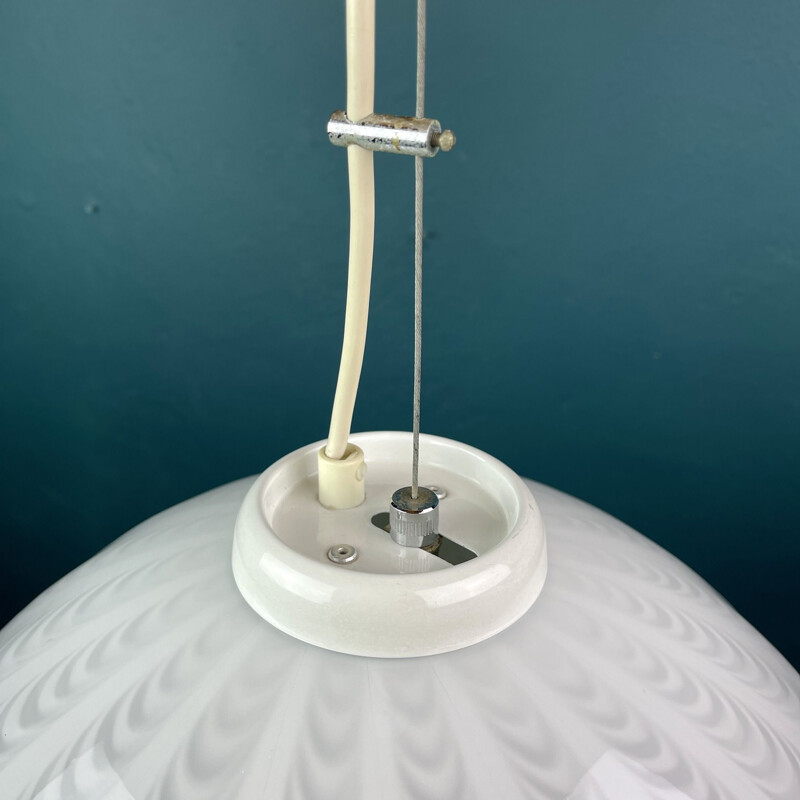 Lámpara de suspensión vintage de cristal de Murano, Italia 1980