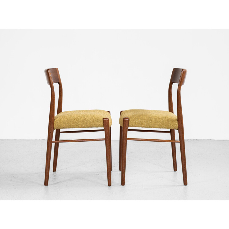 Set of 6 mid century Danish dining chairs in teak with new fabric, 1960s