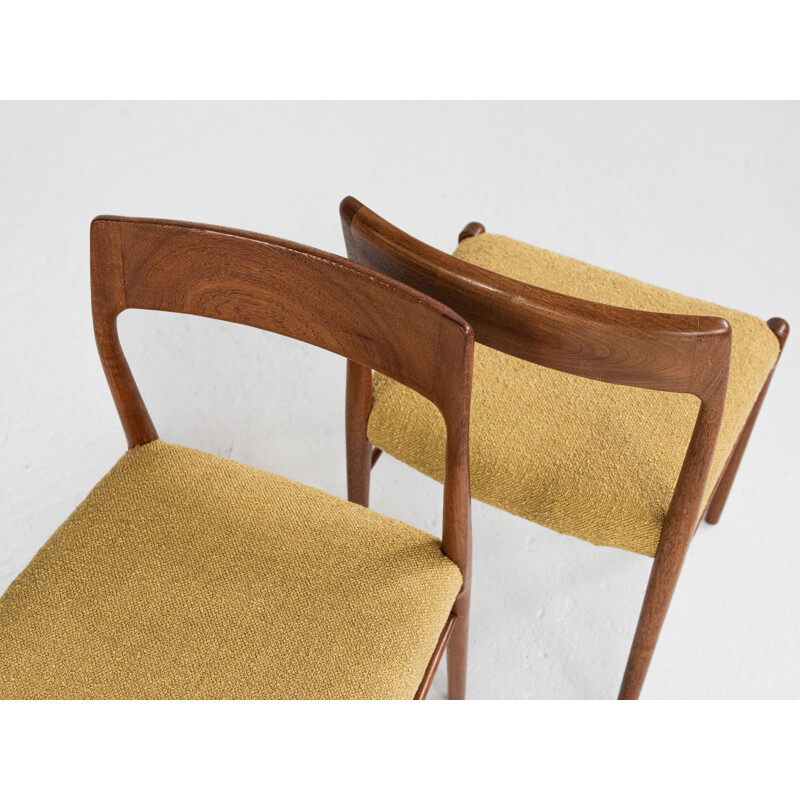 Ensemble de 6 chaises danoises vintage en teck avec tissu neuf, 1960
