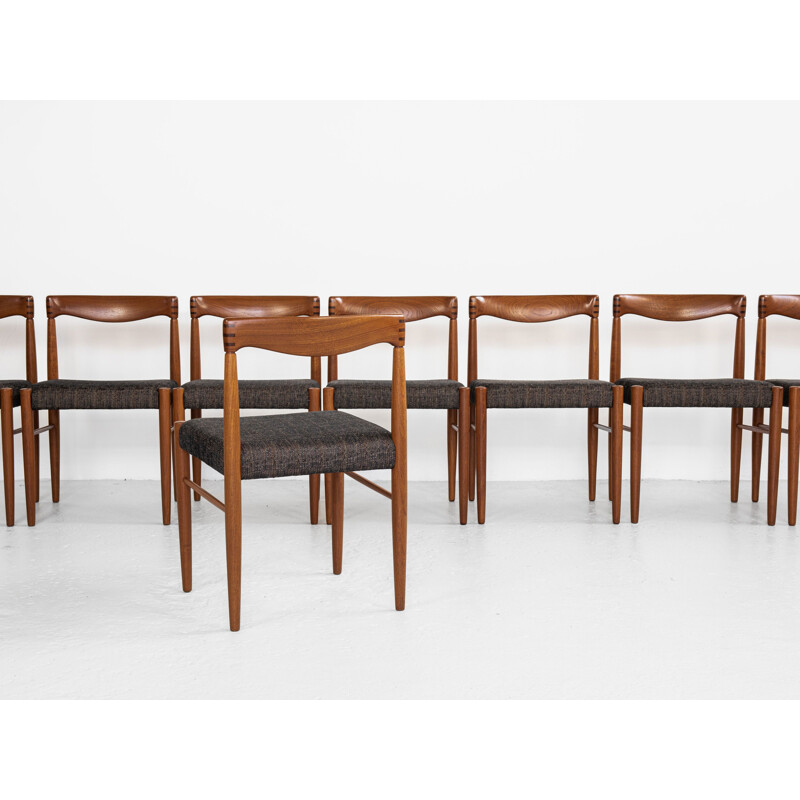 Set of 8 mid century Danish dining chairs in teak by Hw Klein for Bramin, 1960s