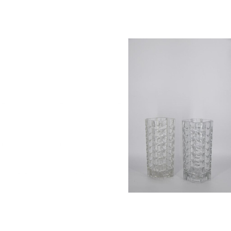 Pair of vintage "Windsor" glass vases by J. G. Durand for Luminarc, France 1970