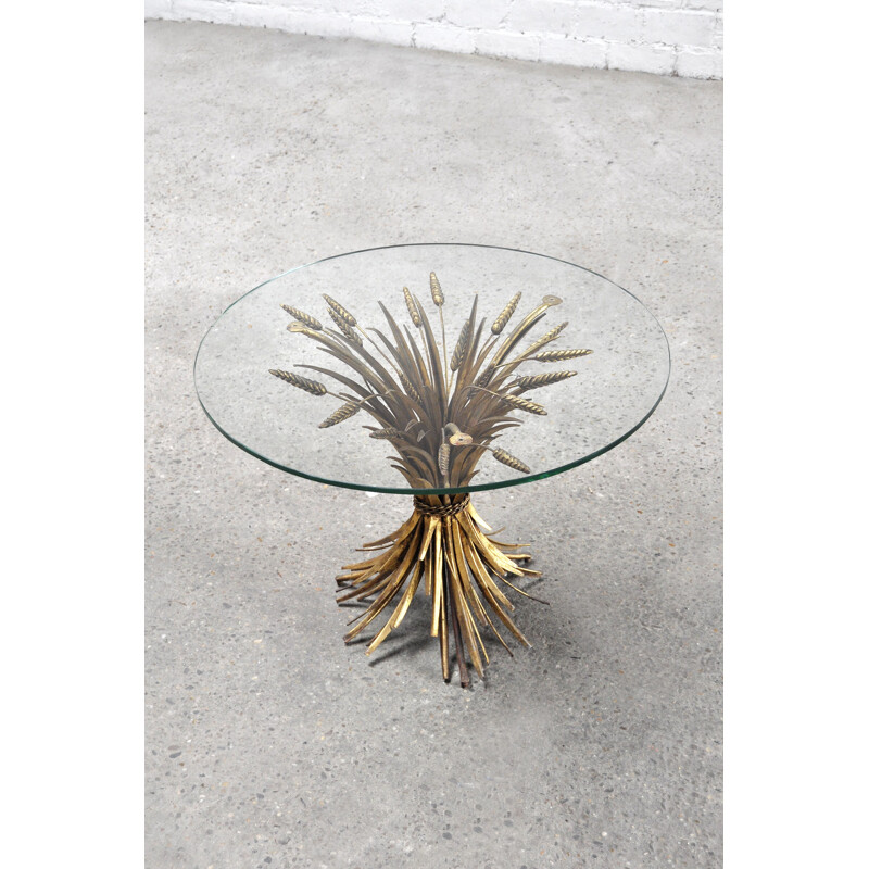Vintage gilt sheaf of wheat Coco Chanel coffee table, 1960s