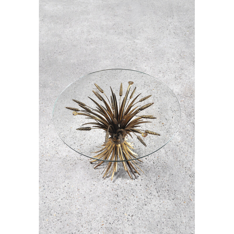 Vintage gilt sheaf of wheat Coco Chanel coffee table, 1960s