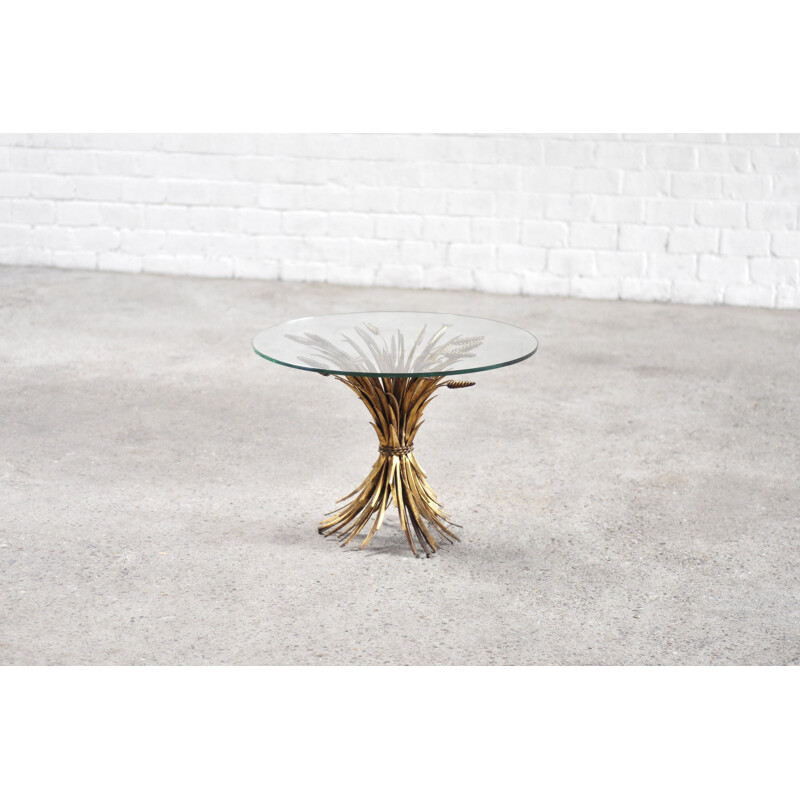 Vintage gilt sheaf of wheat Coco Chanel coffee table, 1960s