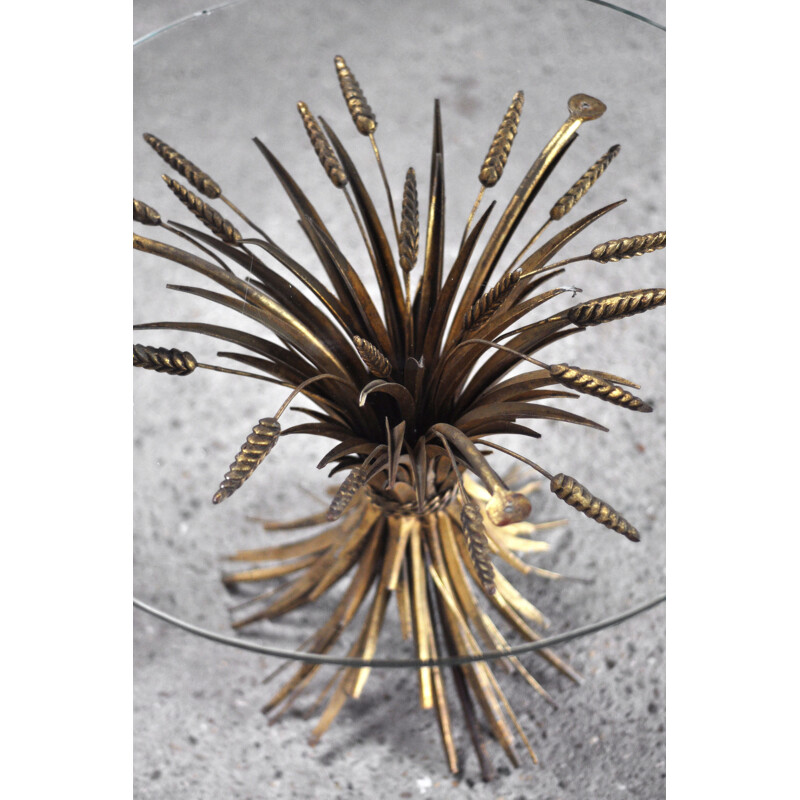 Vintage gilt sheaf of wheat Coco Chanel coffee table, 1960s