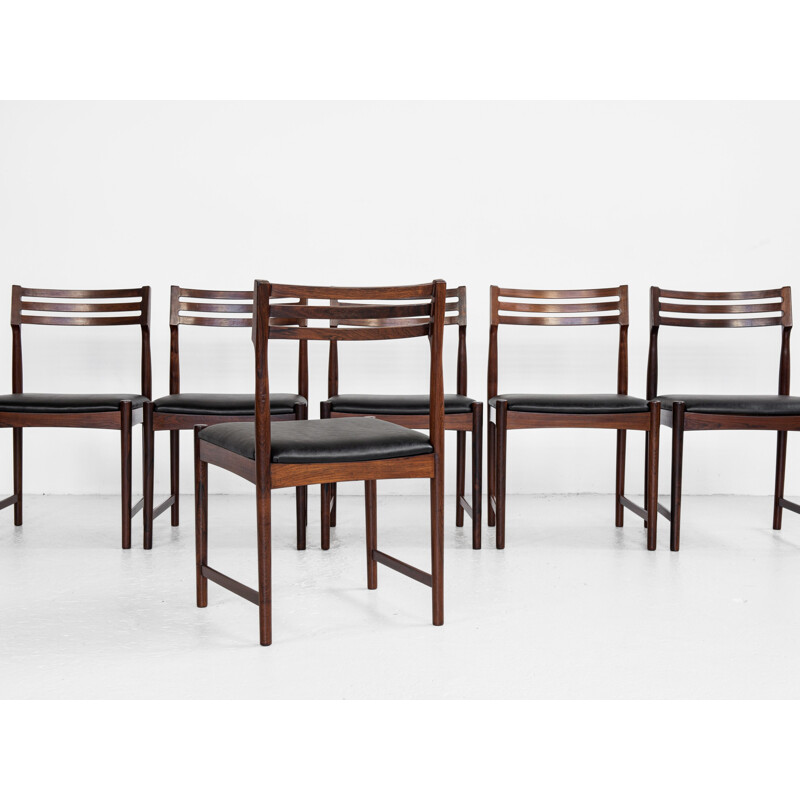 Set of 6 mid century dining chairs in solid rosewood by Severin Hansen for Bovenkamp, 1960s