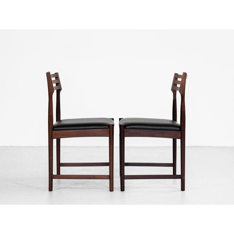 Set of 6 mid century dining chairs in solid rosewood by Severin Hansen for Bovenkamp, 1960s