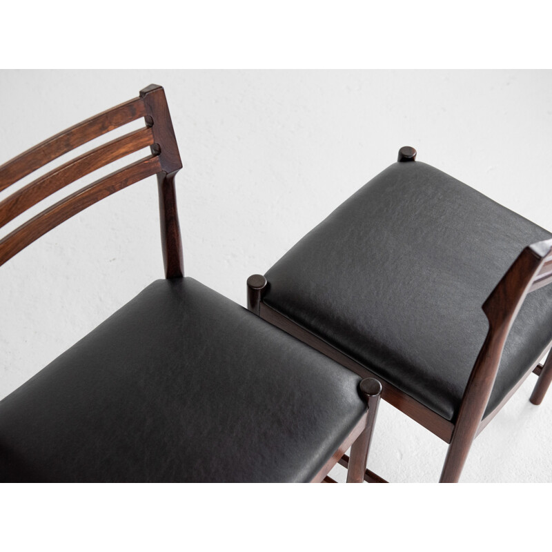 Set of 6 mid century dining chairs in solid rosewood by Severin Hansen for Bovenkamp, 1960s