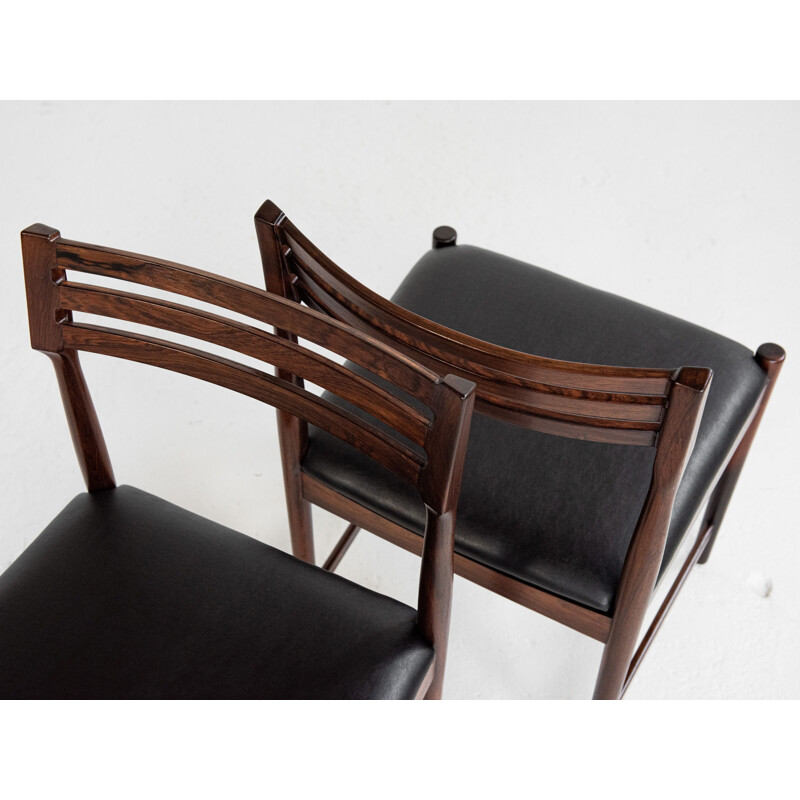 Set of 6 mid century dining chairs in solid rosewood by Severin Hansen for Bovenkamp, 1960s