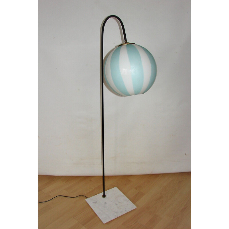 Vintage metal and marble floor lamp, 1970s