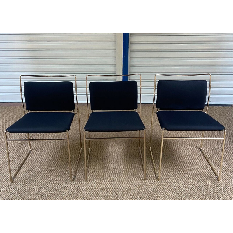 Set of 3 vintage gold Tulu chairs by Kazuhide Takahama for Cassina, 2014