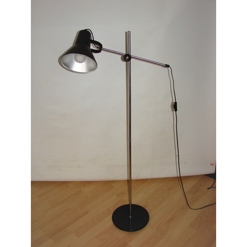 Vintage floor lamp in steel and aluminum, 1970s